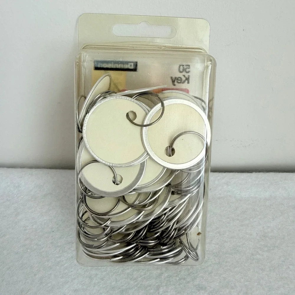 Dennison Key Tags Unisex 50 Pack White New Vintage Metal Rimmed Round 11-025